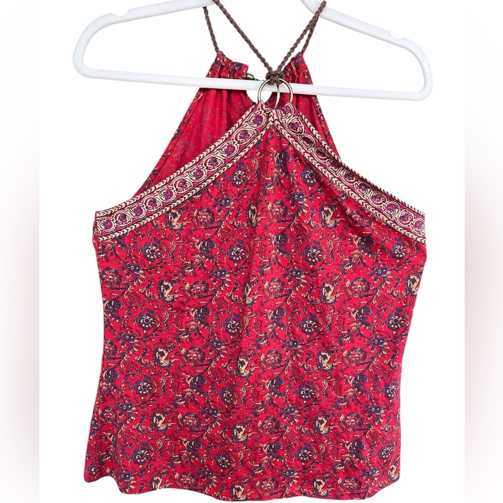 Chaps Red Paisley Halter Tank Top NWT SZ Lg
Red, purple tan cinch braided front